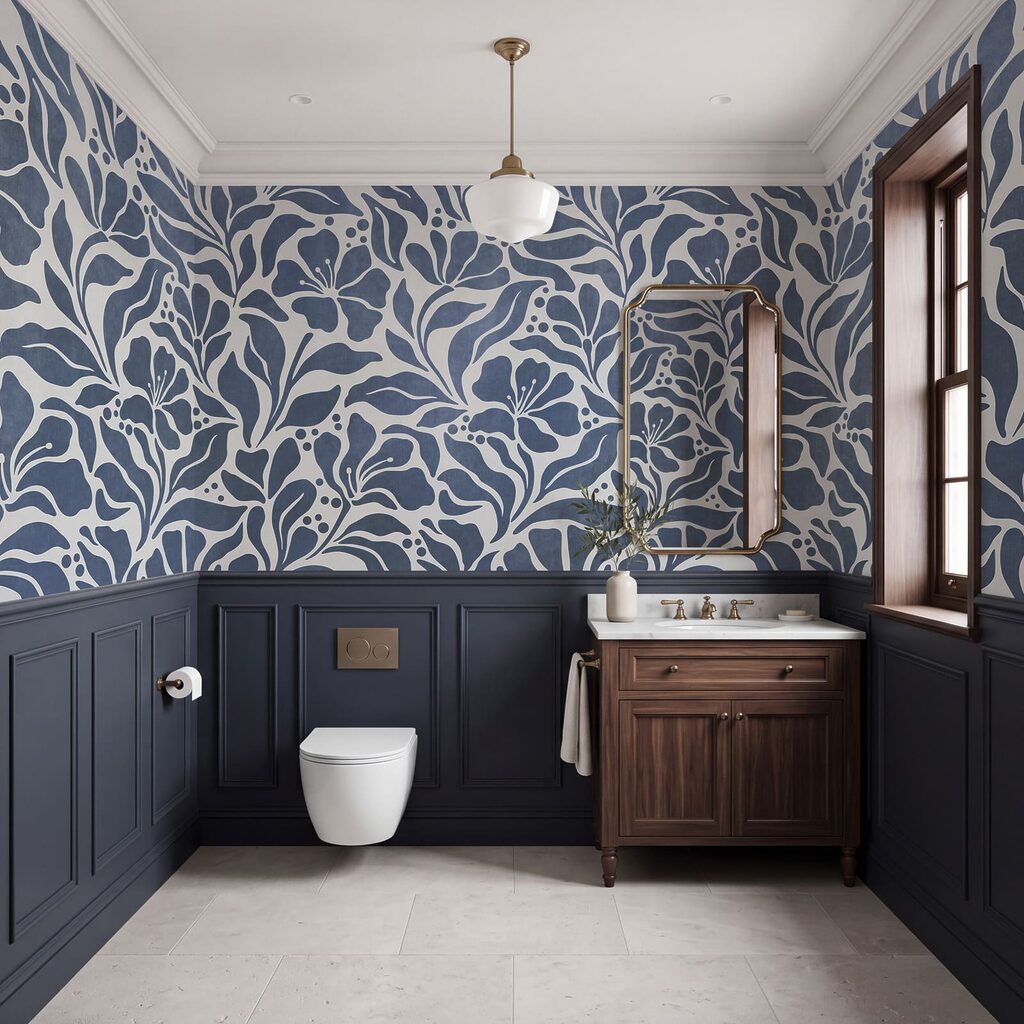 Wall mural Blue and white floral pattern (SKU: t01114v1)