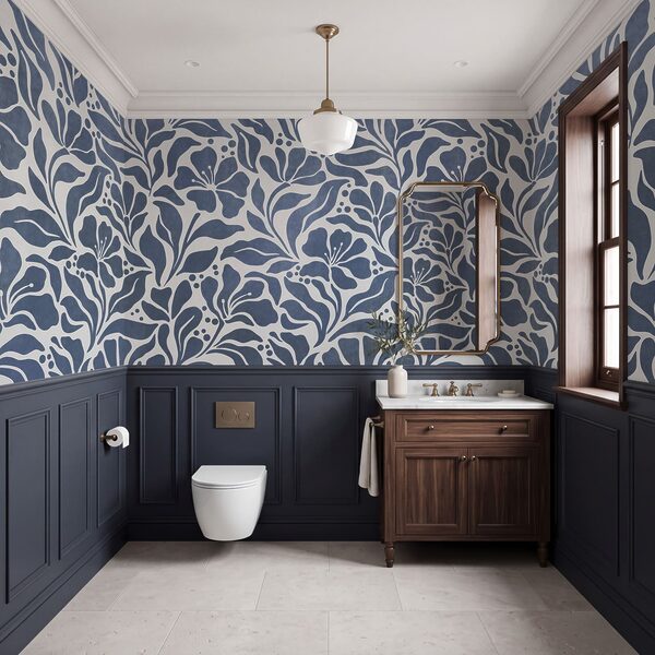 Wall mural Blue and white floral pattern (SKU: t01114v1)