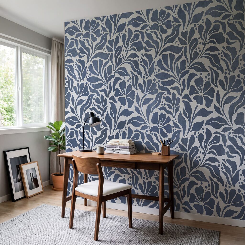 Wall mural Blue and white floral pattern (SKU: t01114v1)