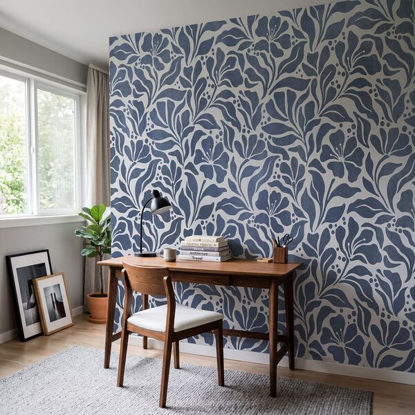 Wall mural Blue and white floral pattern (SKU: t01114v1)