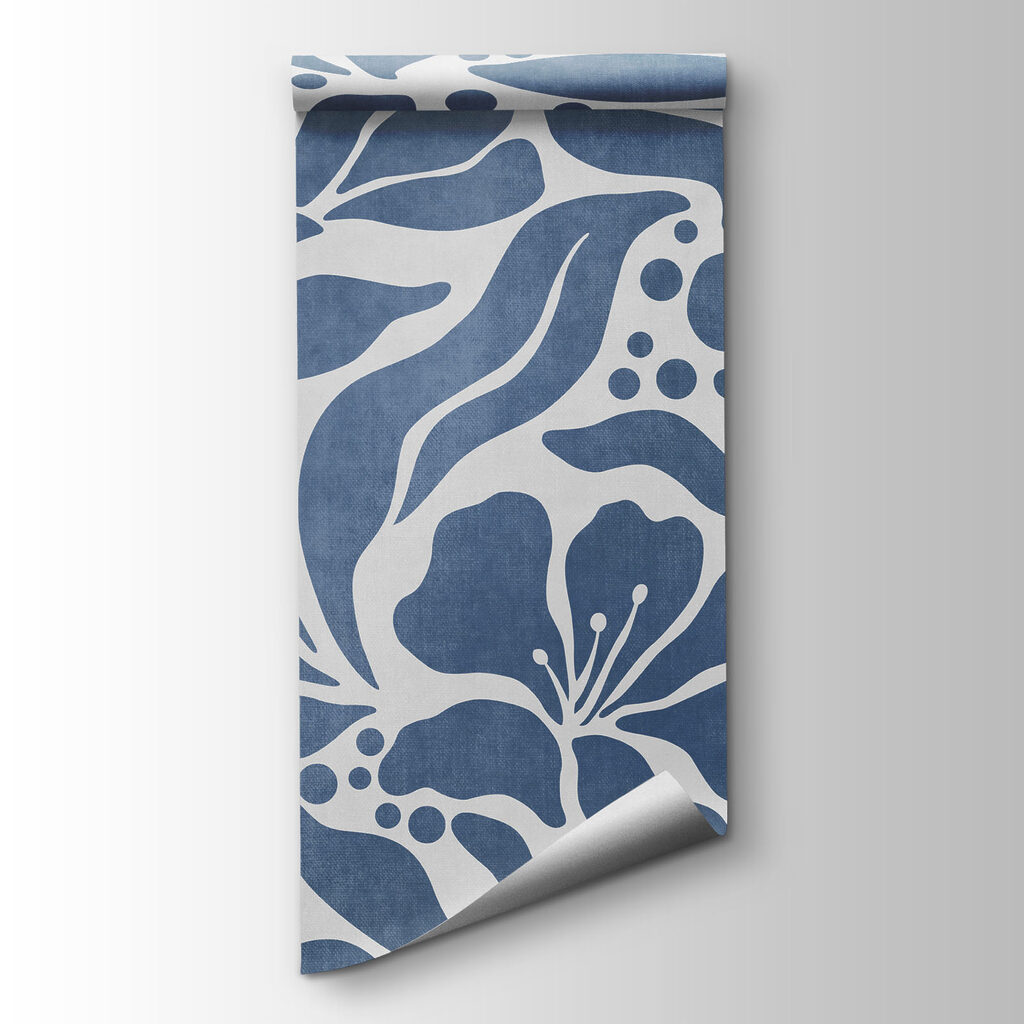 Wall mural Blue and white floral pattern (SKU: t01114v1)