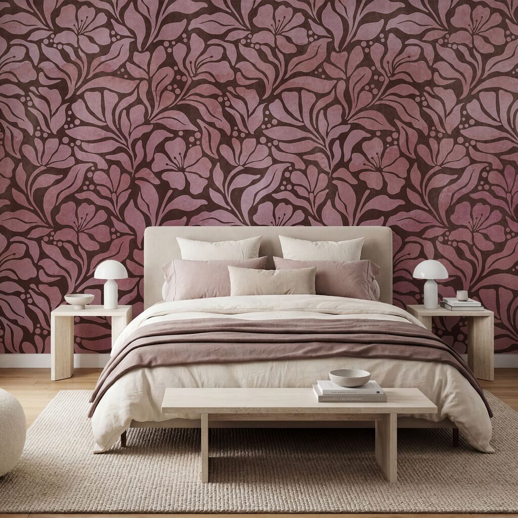 Wall mural Pattern of pink flowers (SKU: t01114v2)