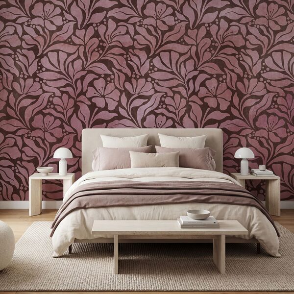 Wall mural Pattern of pink flowers (SKU: t01114v2)