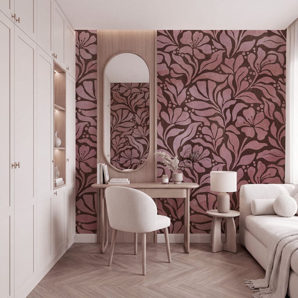 Wall mural Pattern of pink flowers (SKU: t01114v2)