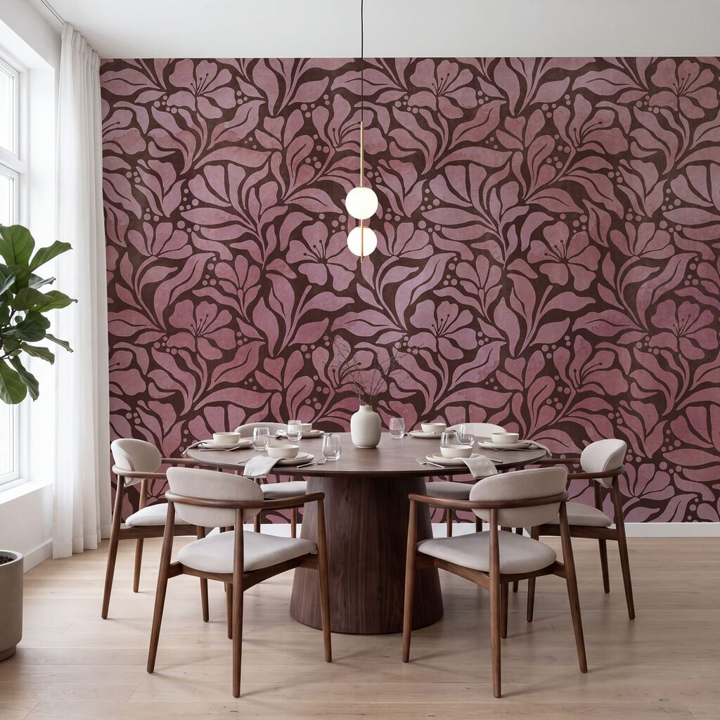 Wall mural Pattern of pink flowers (SKU: t01114v2)