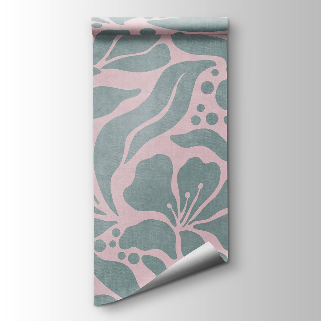 Wall mural Pattern of leaves on a pink background (SKU: t01114v3)