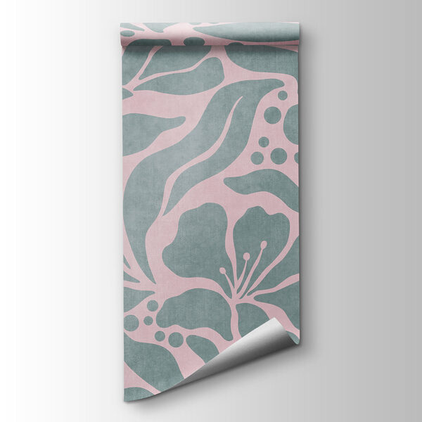 Wall mural Pattern of leaves on a pink background (SKU: t01114v3)