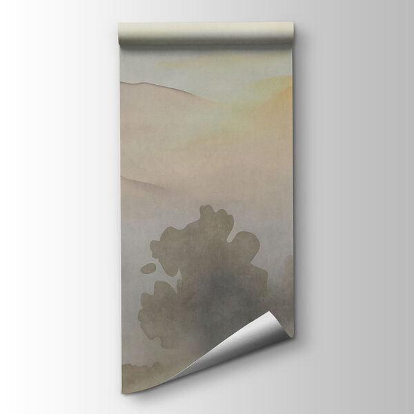 Wall mural Watercolor painting of a lake with trees and mountains in the background (SKU: t01068) Wall mural Watercolor painting of a lake with trees and mountains in the background (SKU: t01068)