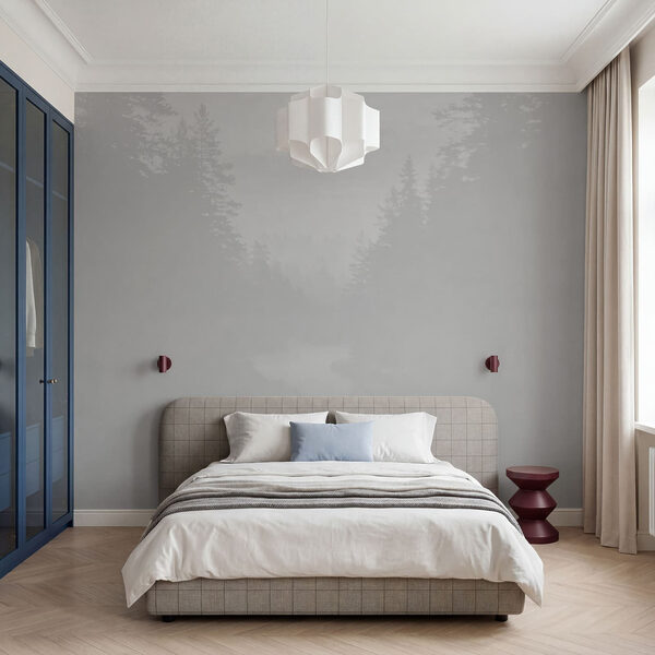 Wall mural Greyscale shot of a forest (SKU: t01078)