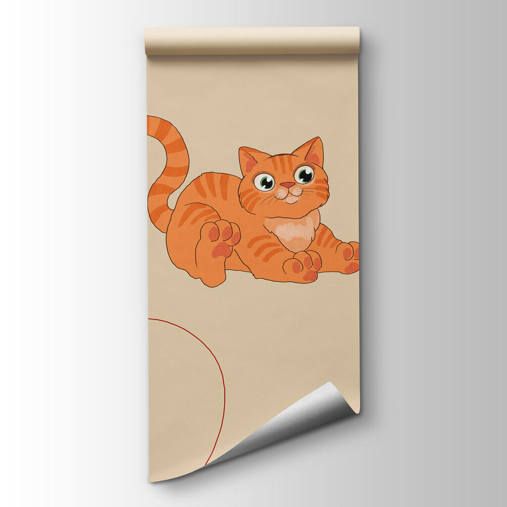 Wall mural Pattern of cats and a ball (SKU: t01105)