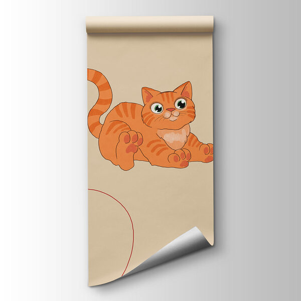 Wall mural Pattern of cats and a ball (SKU: t01105)