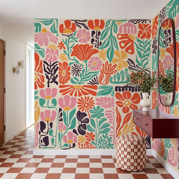 Wall mural Group of flowers and leaves (SKU: t01106) Wall mural Group of flowers and leaves (SKU: t01106)