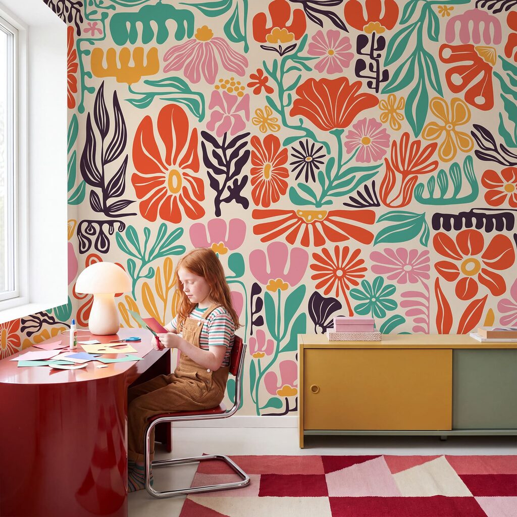 Wall mural Group of flowers and leaves (SKU: t01106)
