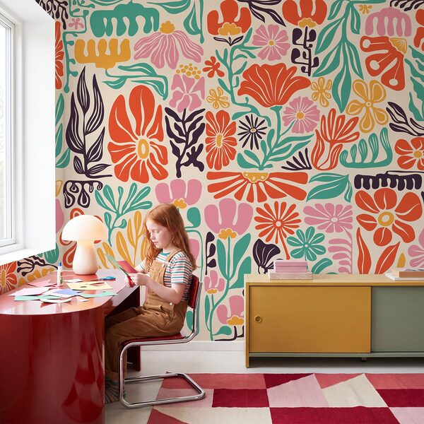 Wall mural Group of flowers and leaves (SKU: t01106)