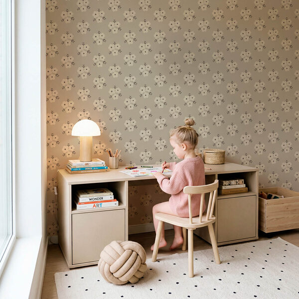 Wall mural Pattern of flowers on a beige background (SKU: t01079) Wall mural Pattern of flowers on a beige background (SKU: t01079)
