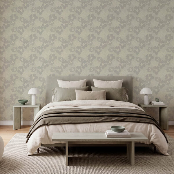Wall mural Pattern of flowers on a grey background (SKU: t01082) Wall mural Pattern of flowers on a grey background (SKU: t01082)