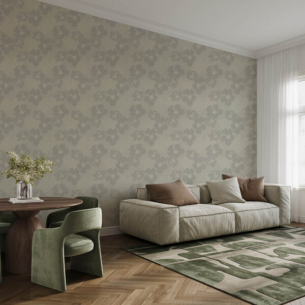 Wall mural Pattern of flowers on a grey background (SKU: t01082) Wall mural Pattern of flowers on a grey background (SKU: t01082)