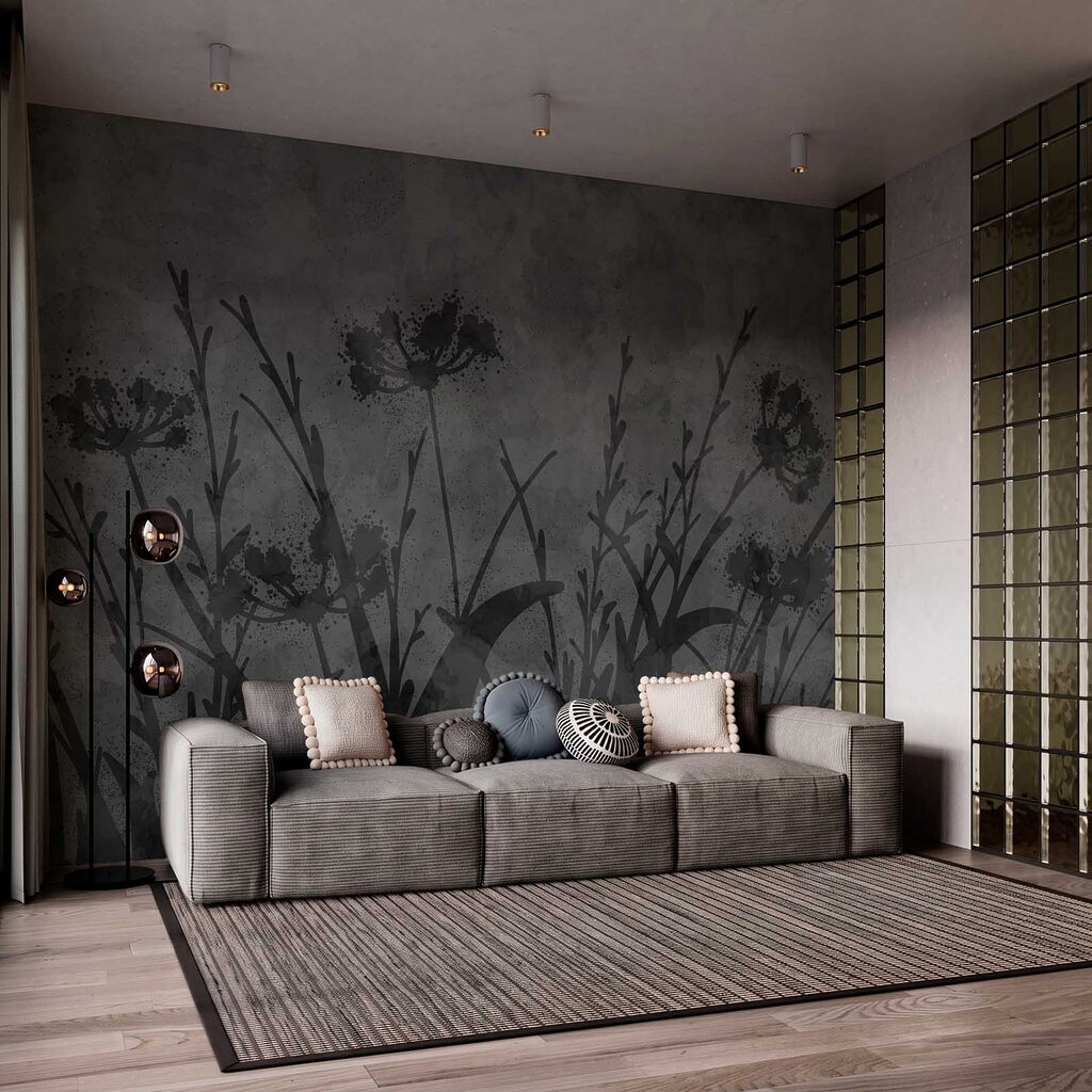 Wall mural Black and white image of flowers (SKU: t01087) Wall mural Black and white image of flowers (SKU: t01087)