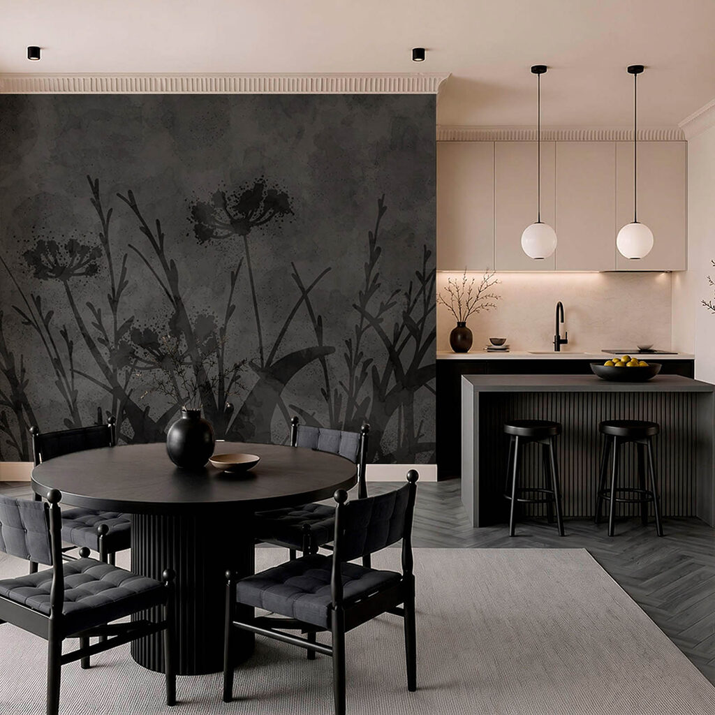 Wall mural Black and white image of flowers (SKU: t01087) Wall mural Black and white image of flowers (SKU: t01087)