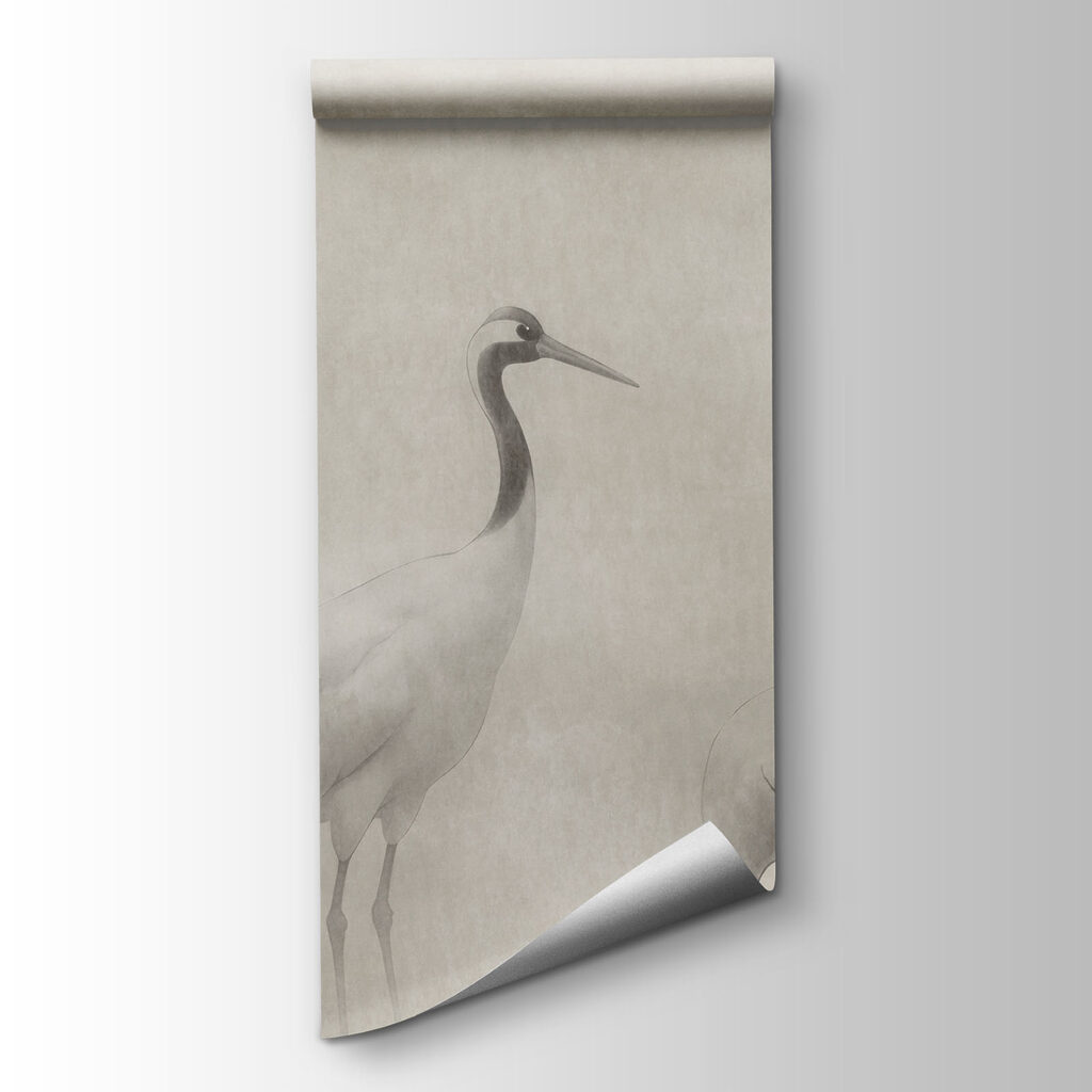 Wall mural Group of birds in a foggy landscape (SKU: t01089)