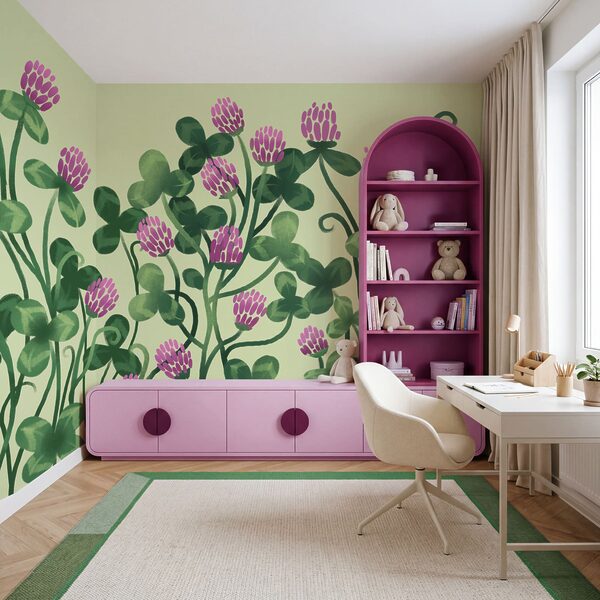 Wall mural - Vibrant blooms in lush greenery (SKU: t01121) Wall mural - Vibrant blooms in lush greenery (SKU: t01121)