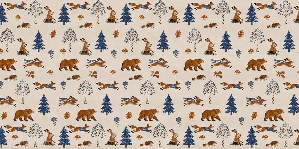 Wall mural Pattern of animals and trees (SKU: t01126) Wall mural Pattern of animals and trees (SKU: t01126)