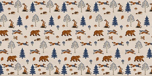 Wall mural Pattern of animals and trees (SKU: t01126) Wall mural Pattern of animals and trees (SKU: t01126)