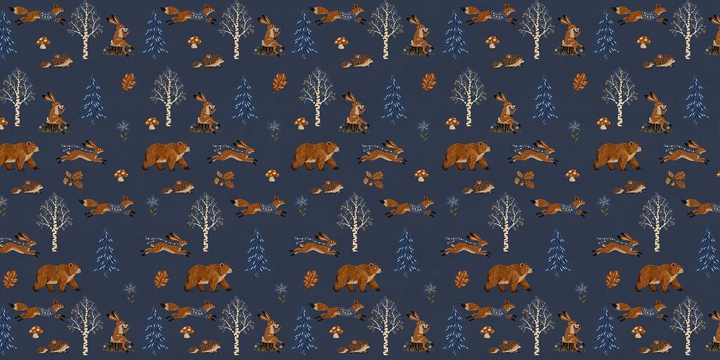 Wall mural Pattern of animals and trees (SKU: t01126v1)