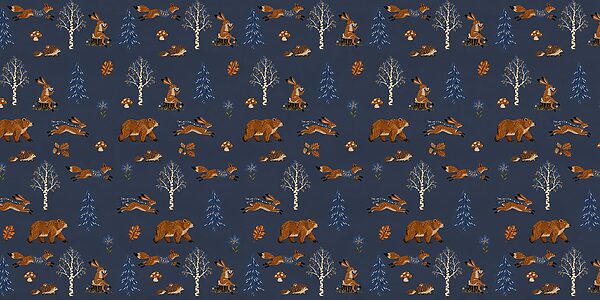Wall mural Pattern of animals and trees (SKU: t01126v1)