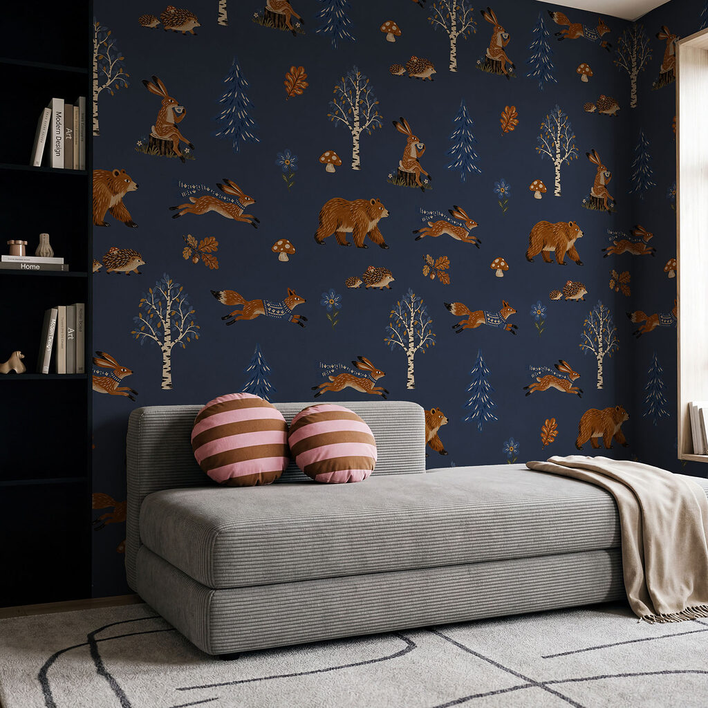 Wall mural Pattern of animals and trees (SKU: t01126v1)