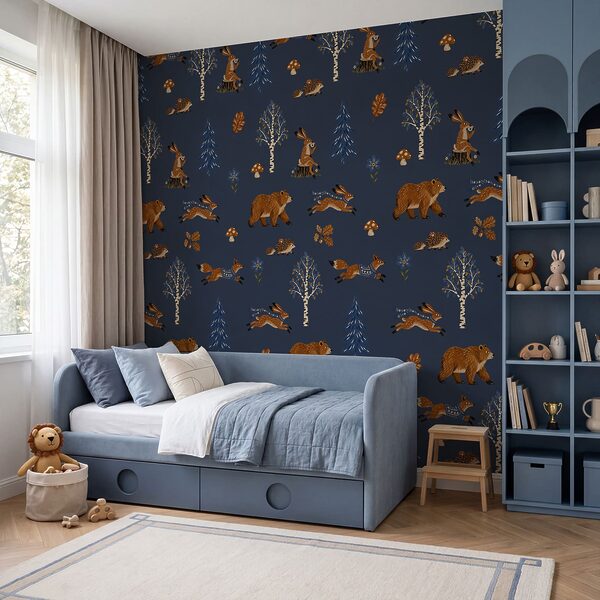 Wall mural Pattern of animals and trees (SKU: t01126v1)