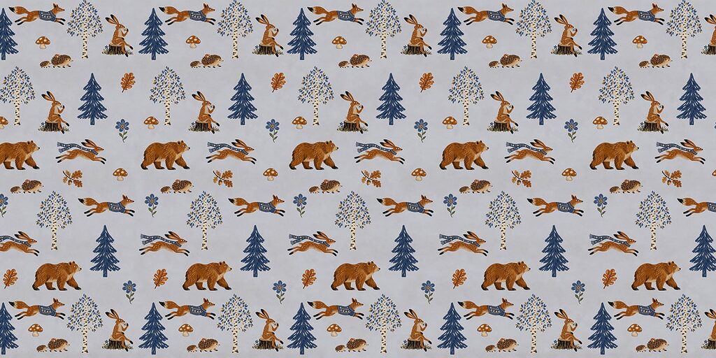 Wall mural Pattern of animals and trees (SKU: t01126v2)