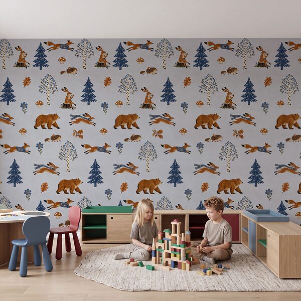 Wall mural Pattern of animals and trees (SKU: t01126v2)