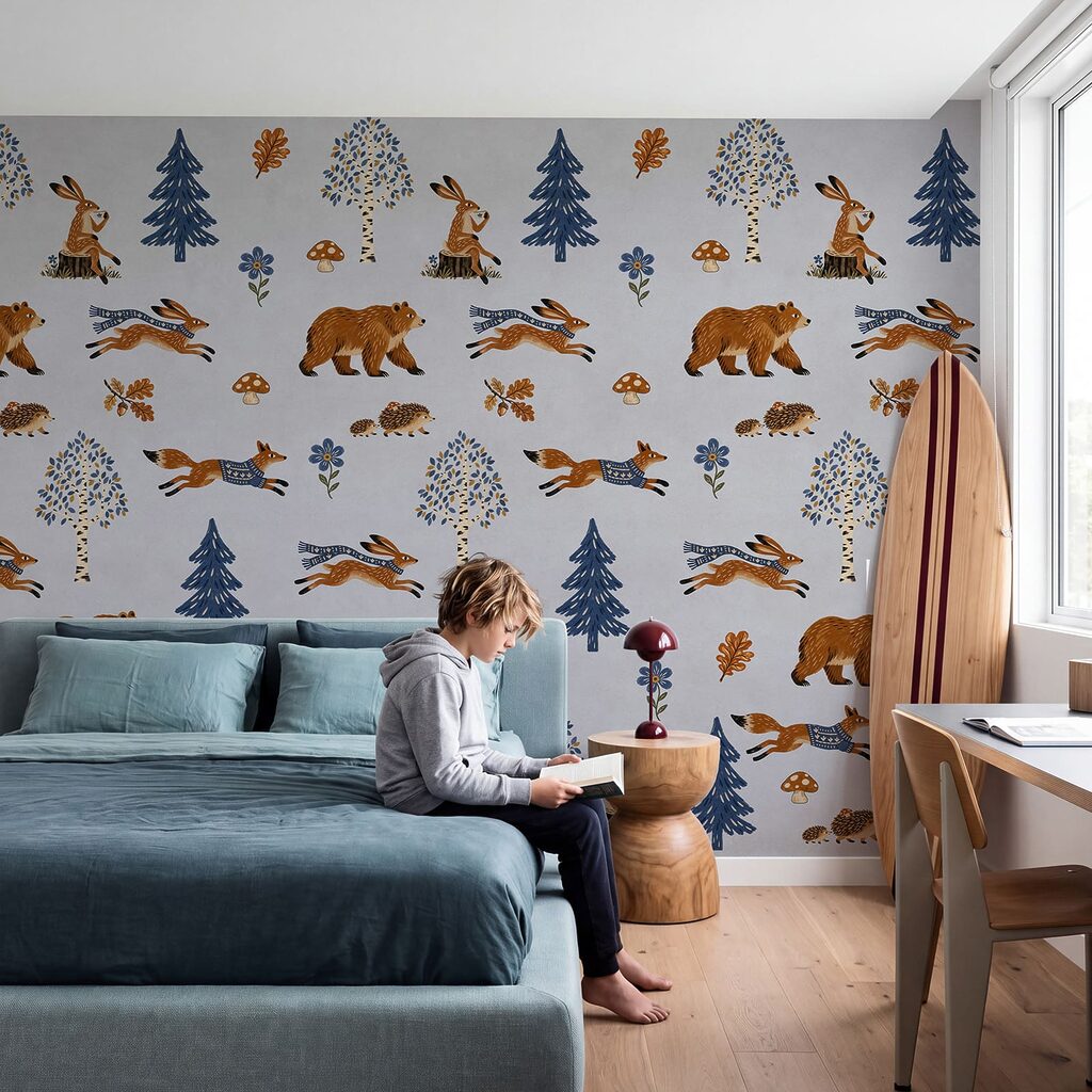 Wall mural Pattern of animals and trees (SKU: t01126v2)