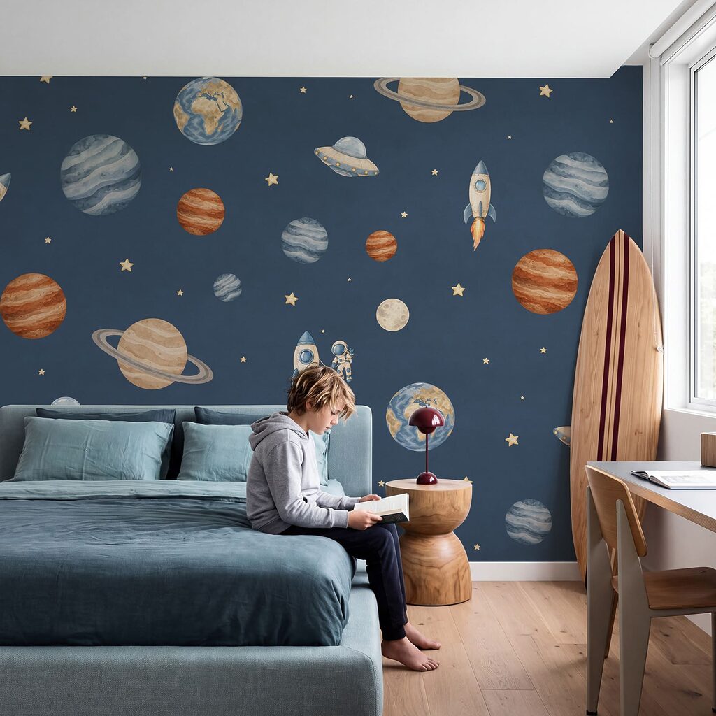 Wall mural Rocketing through a cosmic adventure (SKU: t01128) Wall mural Rocketing through a cosmic adventure (SKU: t01128)