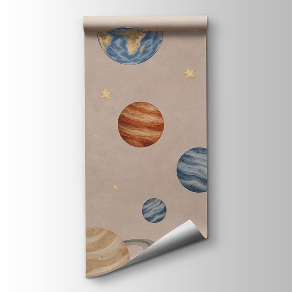 Wall mural Pattern of planets and rockets (SKU: t01128v2) Wall mural Pattern of planets and rockets (SKU: t01128v2)