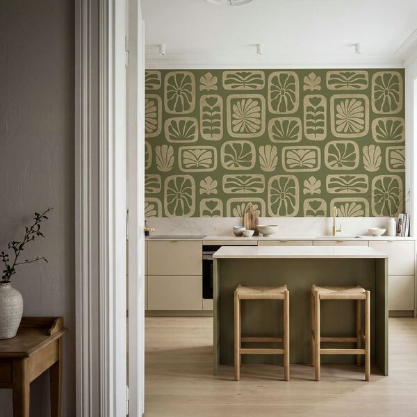 Wall mural Pattern of squares and leaves (SKU: t01156) Wall mural Pattern of squares and leaves (SKU: t01156)