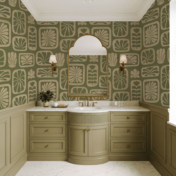 Wall mural Pattern of squares and leaves (SKU: t01156) Wall mural Pattern of squares and leaves (SKU: t01156)