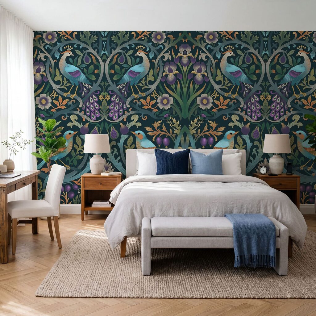Wall mural Colorful floral pattern with birds and flowers (SKU: t01166)