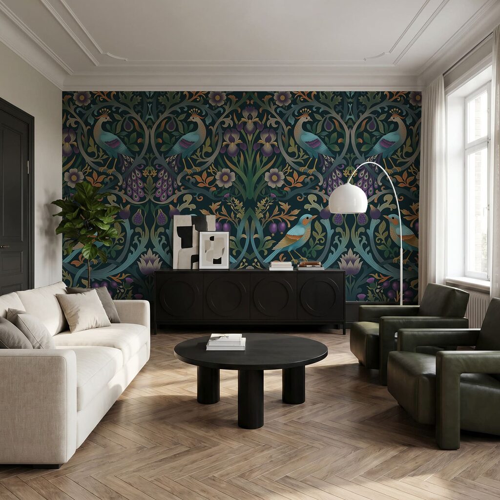 Wall mural Colorful floral pattern with birds and flowers (SKU: t01166)