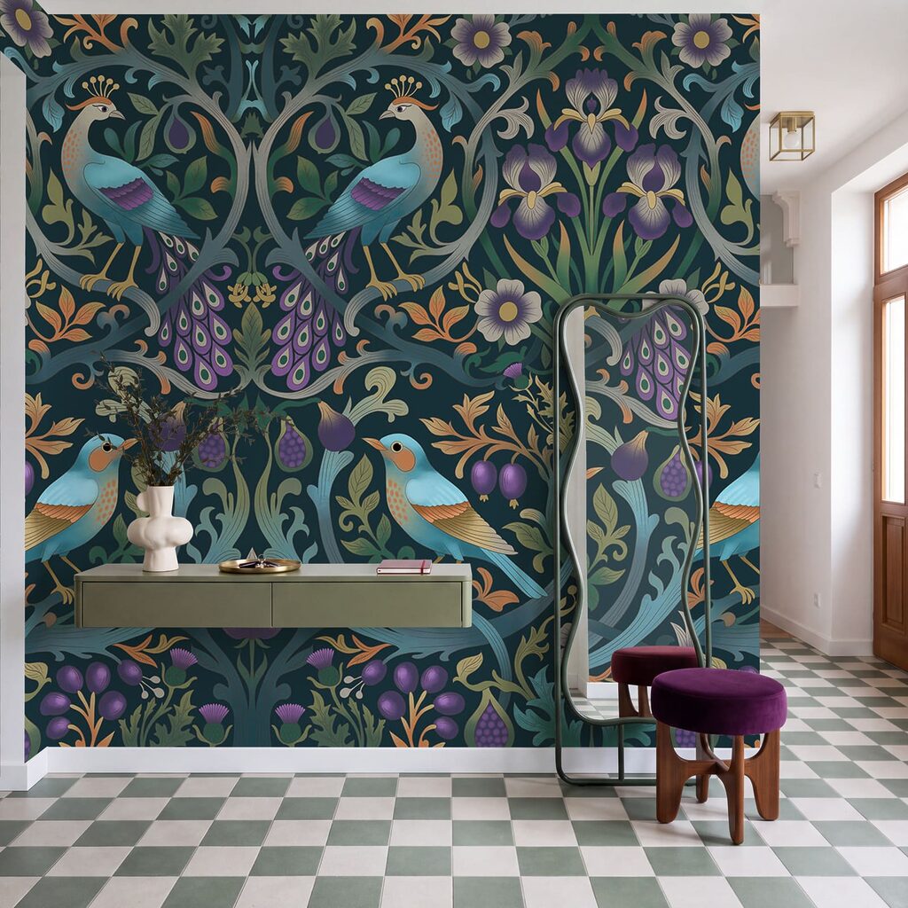 Wall mural Colorful floral pattern with birds and flowers (SKU: t01166)