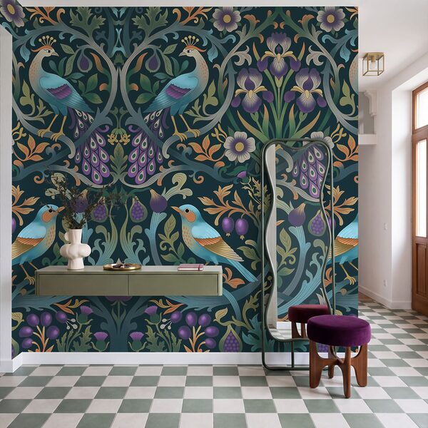 Wall mural Colorful floral pattern with birds and flowers (SKU: t01166)