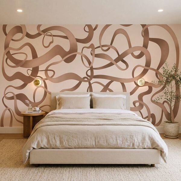 Wall mural Group of brown curly lines (SKU: t01168) Wall mural Group of brown curly lines (SKU: t01168)