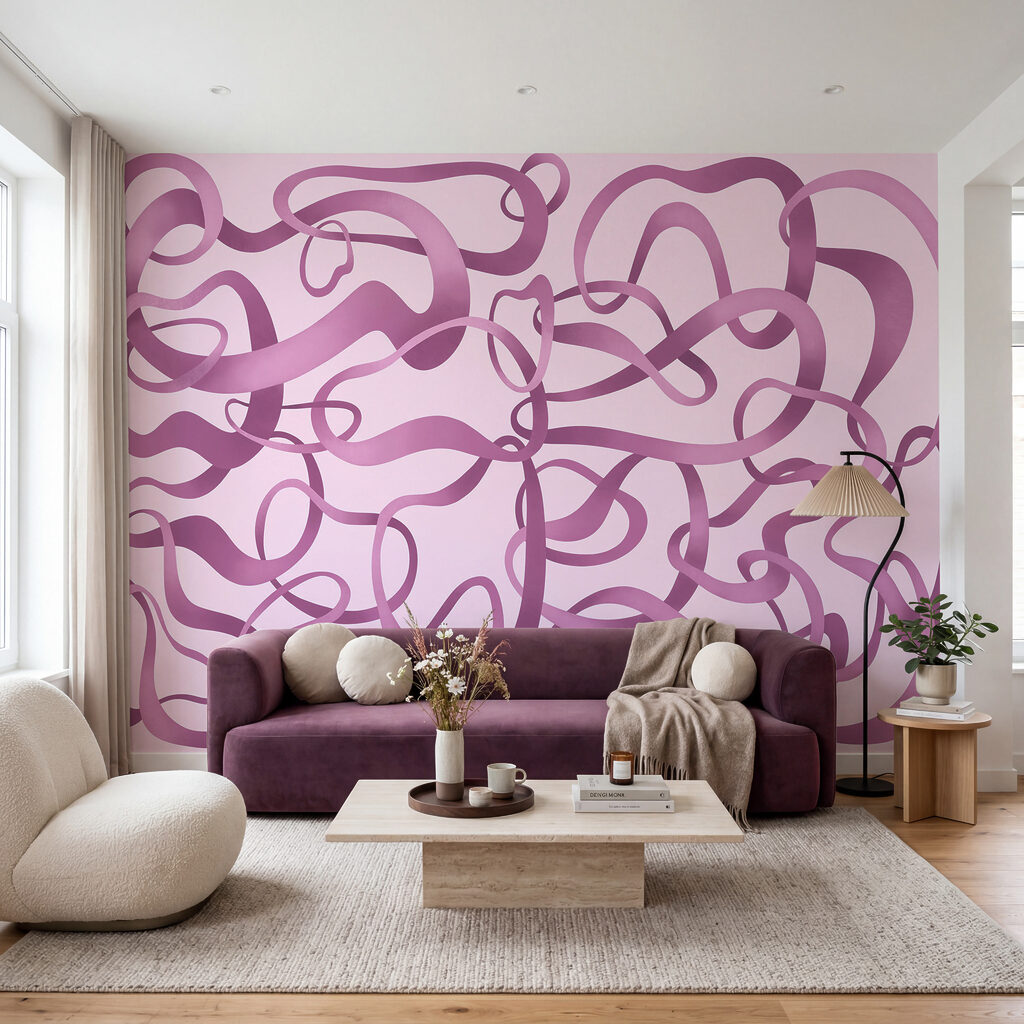 Wall mural Pink and purple swirly lines (SKU: t01168v3)