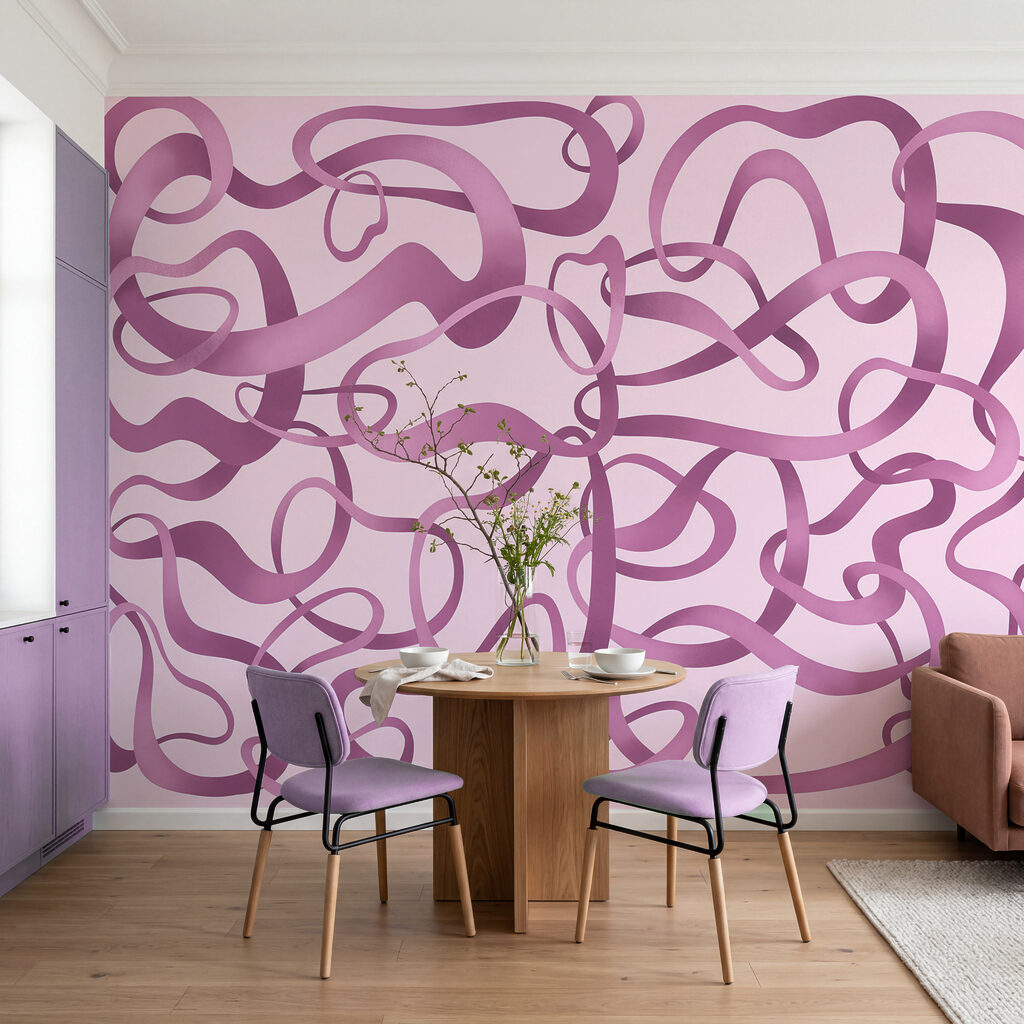 Wall mural Pink and purple swirly lines (SKU: t01168v3)