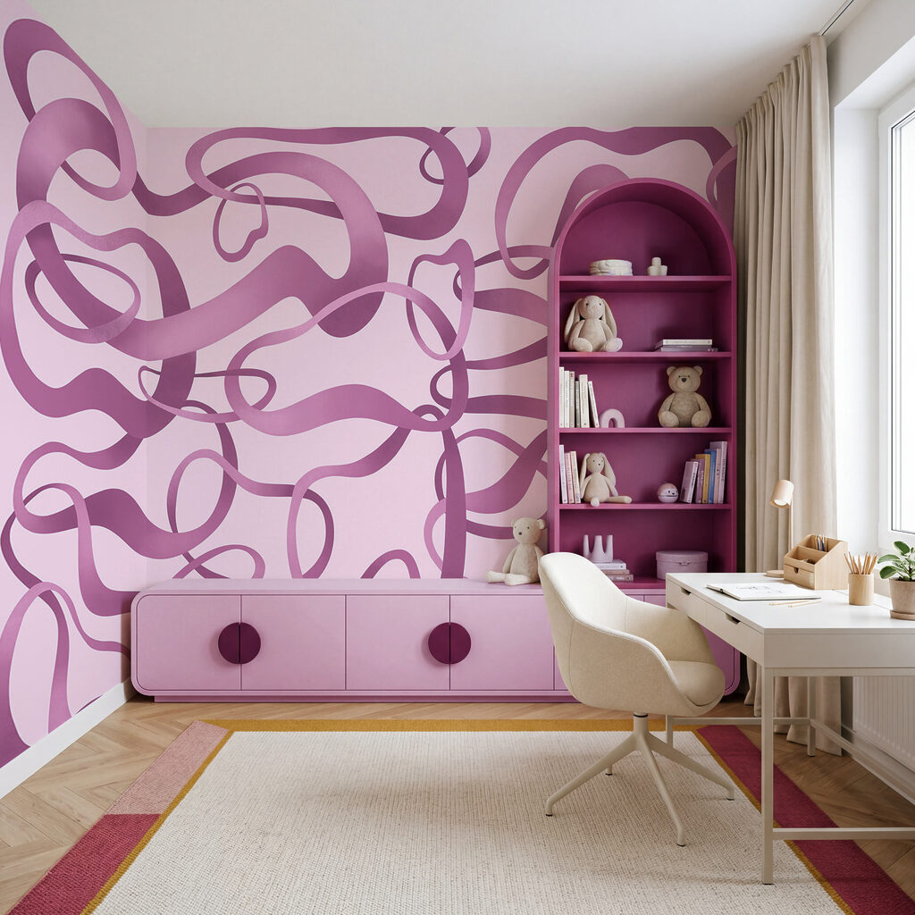 Wall mural Pink and purple swirly lines (SKU: t01168v3)