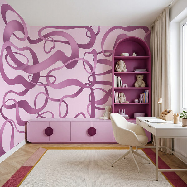 Wall mural Pink and purple swirly lines (SKU: t01168v3)