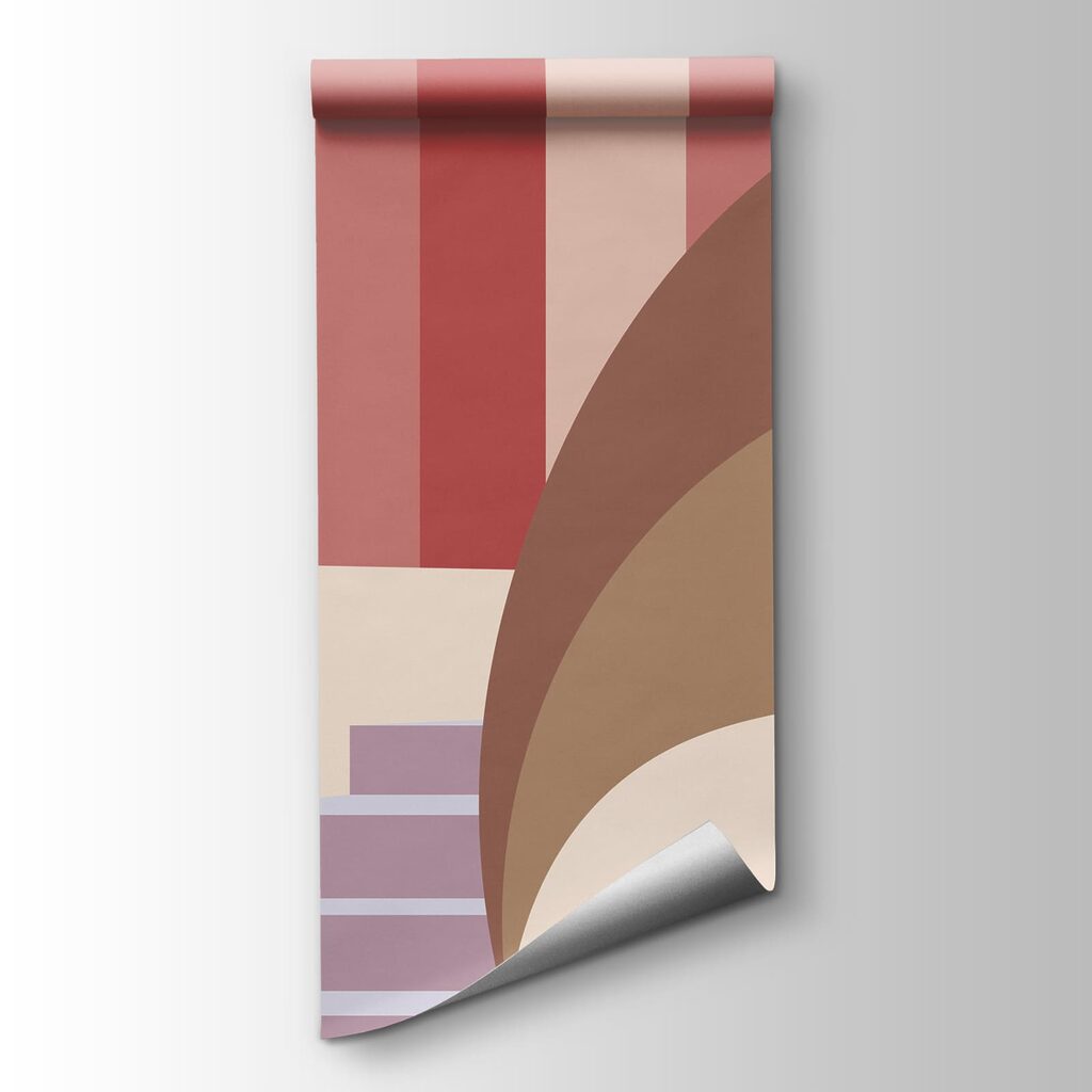Wall mural Colorful landscape with stairs and trees (SKU: t01143v1) Wall mural Colorful landscape with stairs and trees (SKU: t01143v1)
