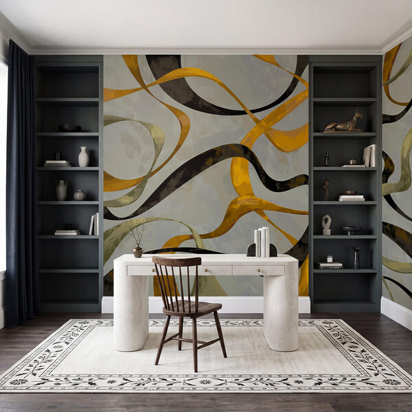 Wall mural Colorful swirls on a grey background (SKU: t01146) Wall mural Colorful swirls on a grey background (SKU: t01146)