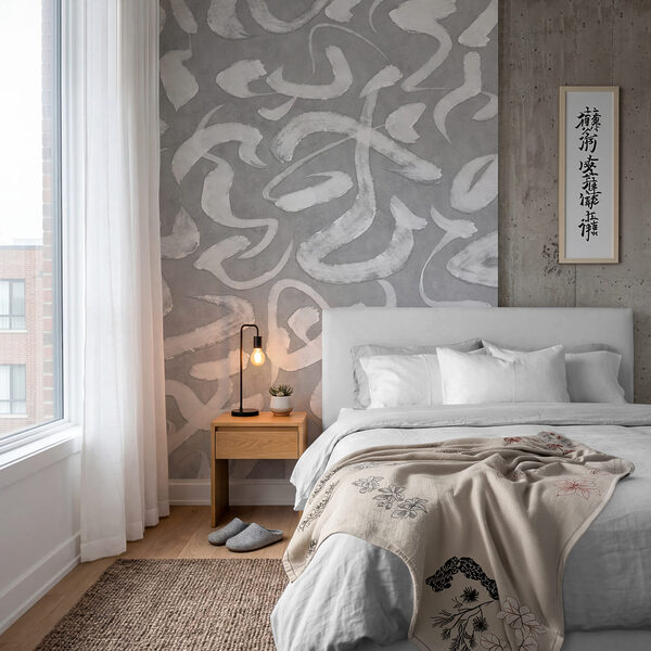 Wall mural White pattern on a grey surface (SKU: t01147) Wall mural White pattern on a grey surface (SKU: t01147)